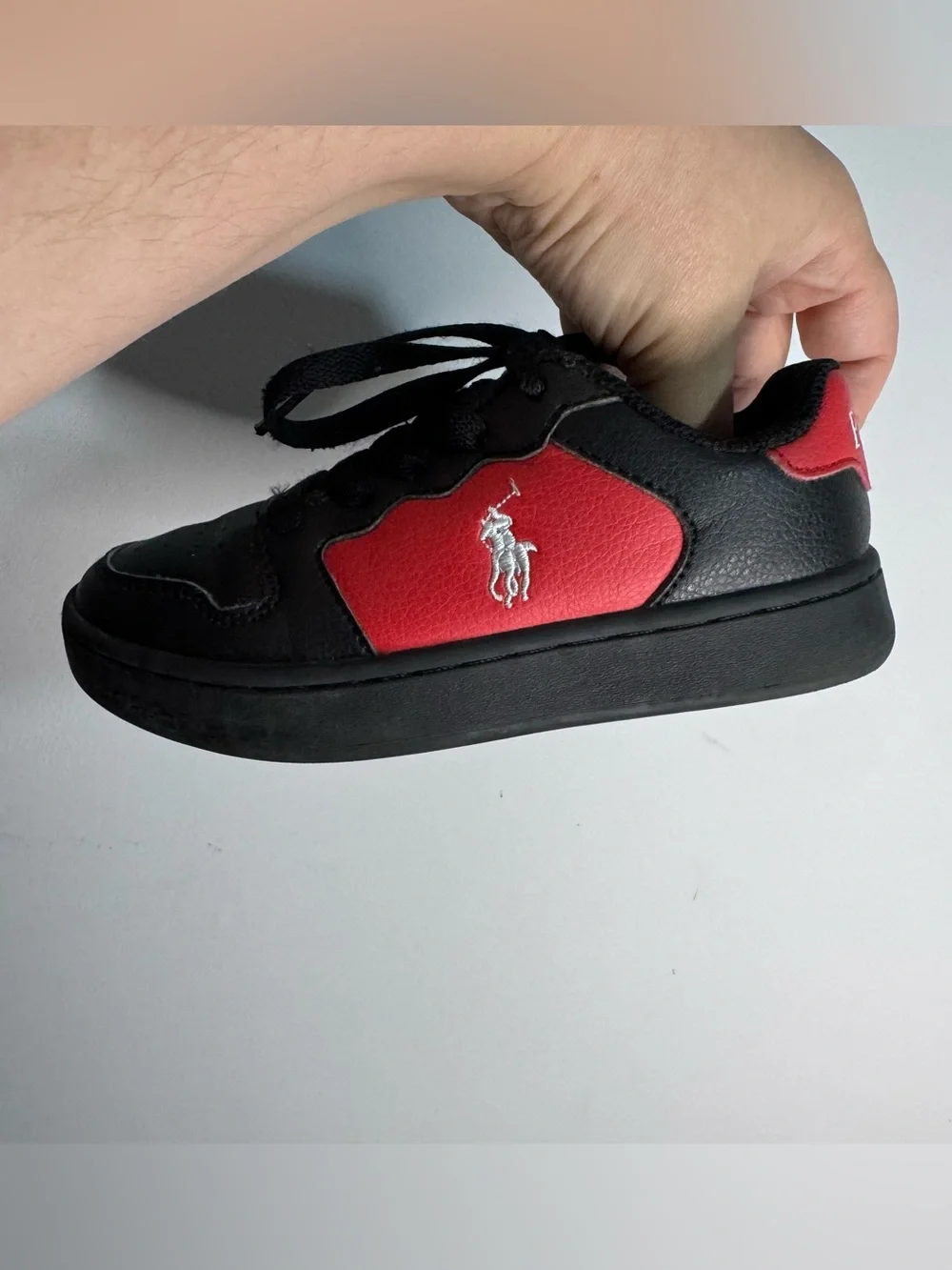 Polo Ralph Lauren Kids Black Red Low Top Sneakers Youth Size 11